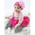 55cm Reborn Baby Puppe Lebensecht Handgefertigt Weich Silikon-Vinyl Mädchen Pink 