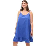 Blaue Zizzi Rüschenkleider mit Rüschen aus Baumwolle für Damen Größe L Große Größen 