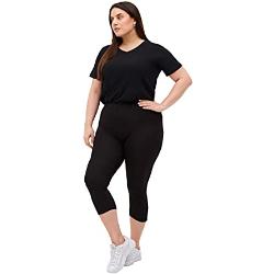 Zizzi Große Größen Damen Einfarbige 3/4-Leggings mit Stretch Gr - Plus Size Damen Kleidung 42-44 Black