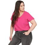 Fuchsiafarbene Kurzärmelige Zizzi V-Ausschnitt T-Shirts für Damen Größe XL Große Größen 