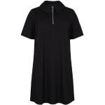 Reduzierte Schwarze Unifarbene Kurzärmelige Zizzi Shirtkleider mit Reißverschluss aus Polyester für Damen Größe 3 XL 