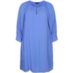 Reduzierte Blaue Unifarbene Zizzi Rundhals-Ausschnitt Sommerkleider aus Viskose für Damen Größe XXL 