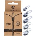 ZlideOn Reißverschluss Ersatz - 5 Stk, Silber, Normal - Instant Zipper Reißverschluss Schieber Multipack (mehrere Größen erhältlich)…