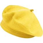 Gelbe Melierte Baskenmützen aus Wolle Handwäsche für Damen Einheitsgröße 