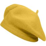 Gelbe Melierte Baskenmützen aus Wolle für Damen Einheitsgröße für den für den Herbst 