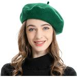 Grüne Melierte Baskenmützen aus Wolle für Damen Einheitsgröße für den für den Herbst 