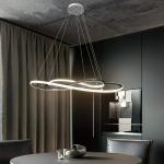 LED Decken Hänge Lampe Alu Chrom Design Pendel Leuchte gebogen Höhe 1200 mm 