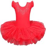 ZNYUNE Mädchen Kinder Ballett Tanz Kleid Klassik Ballettanzug 184 Red XL