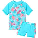 Cyanblaue Sportbadeanzüge & Schwimmanzüge für Kinder mit Fee-Motiv aus Polyamid für Mädchen 2-teilig für den für den Sommer 