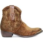 Reduzierte Braune Bestickte Cowboy-Boots & Cowboystiefeletten aus Leder für Damen Größe 39 