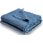 Blaue Unifarbene Kuscheldecken & Wohndecken aus Leinen schmutzabweisend 130x180 für den für den Sommer 