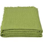 Grüne Unifarbene Kuscheldecken & Wohndecken aus Leinen schmutzabweisend 130x180 für den für den Sommer 