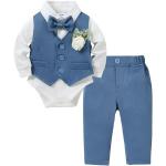 Blaue Elegante Taufanzüge aus Baumwollmischung für Babys 1-teilig 
