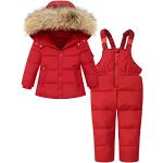 Rote Kinderschneeanzüge & Winteroveralls für Kinder mit Reißverschluss aus Polyester für Mädchen für den für den Winter 