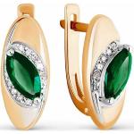 Smaragdgrüne Elegante Diamant Ohrringe aus Rosegold mit Smaragd für Damen 2-teilig 