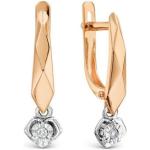 Goldene Diamant Ohrringe aus Rosegold 14 Karat für Damen 