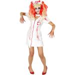 Weiße Zombiekrankenschwester-Kostüme für Damen Größe 146 