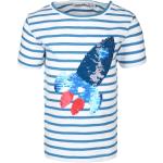 Blaue Gestreifte Kurzärmelige zoolaboo Pailletten Shirts für Kinder aus Baumwolle für Jungen Größe 68 