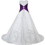Elfenbeinfarbene Bestickte Elegante Brautkleider A-Linie aus Satin für Damen Größe L für die Braut für den für den Winter 