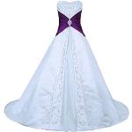 Weiße Bestickte Elegante Brautkleider A-Linie aus Satin für Damen Größe XXL für die Braut für den für den Winter 