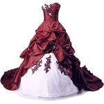 Burgundfarbene Bestickte Brautkleider & Hochzeitskleider aus Taft für Damen Größe XXL für die Braut für den für den Winter 