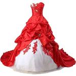 Elfenbeinfarbene Bestickte Brautkleider & Hochzeitskleider aus Taft für Damen Größe XS zum Abschlussball für den für den Winter 