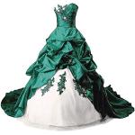 Cyanblaue Bestickte Brautkleider & Hochzeitskleider aus Taft für Damen Größe XL für die Braut für den für den Winter 