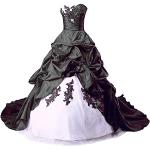 Schwarze Bestickte Brautkleider & Hochzeitskleider aus Taft für Damen Größe M zum Abschlussball für den für den Winter 