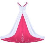 Rosa Bestickte V-Ausschnitt Brautkleider & Hochzeitskleider aus Satin für Damen Größe XXL für die Braut für den für den Winter 