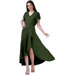 Olivgrüne Maxi V-Ausschnitt Lange Abendkleider mit Reißverschluss für Damen Größe XXL zum Abschlussball für den für den Sommer 