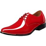Rote Lack-Optik Business Hochzeitsschuhe & Oxford Schuhe mit Schnürsenkel aus Leder für Herren Größe 42 