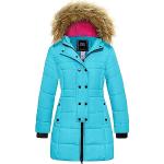 ZSHOW Mädchen Winter Warm Puffer Mantel Wasserabweisend Outdoor Jacke Baumwolle Gepolsterte Jacken Kunstpelz Kapuzenmäntel Blau 122-128