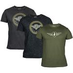 Olivgrüne Melierte Pin Up Kurzärmelige Zündapp T-Shirts aus Baumwolle für Herren Größe L 3-teilig 