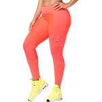 Zumba Fitness Breiter Bund Fitnesshose Workout Print Kompression Sporthose Damen, Bold Coral, XXL