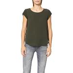 Grüne Unifarbene Kurzärmelige ONLY Basic Rundhals-Ausschnitt T-Shirts mit Reißverschluss für Damen Größe S 