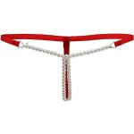 ZUYPSK Damen Slip String Low Rise Perlen Massagekette G-String T-Rücken Tangas Unterwäsche Bikini Mini Slips Unterhose mit Ketten (Rot, Einheitsgröße)