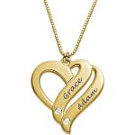Goldene Herzketten Vergoldete mit Diamant personalisiert für Damen 