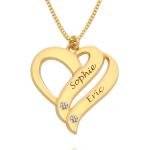Goldene Herzketten vergoldet mit Diamant personalisiert für Damen 