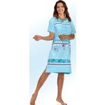 Türkise Kurzärmelige bader Midi Damennachthemden aus Baumwolle Größe M 2-teilig 