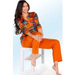 Orange Unifarbene bader Pyjamas lang aus Baumwolle für Damen Größe 3 XL 