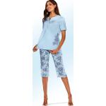 Hellblaue bader Pyjamas kurz aus Baumwolle für Damen Größe XL 2-teilig 