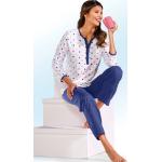 Marineblaue Gepunktete bader Pyjamas lang aus Baumwolle für Damen Größe 3 XL 