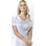 Weiße Schöller Oeko-Tex V-Ausschnitt Feinripp-Unterhemden aus Baumwolle für Damen Größe M 2-teilig 