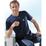 Marineblaue Unifarbene bader V-Ausschnitt V-Shirts aus Baumwolle für Herren Größe 3 XL 2-teilig 