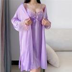 Violette Damennachthemden aus Spitze Größe 3 XL 2-teilig für den für den Sommer 