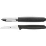 Schwarze Zwilling Messersets aus Kunststoff rostfrei 2-teilig 