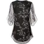 Reduzierte Schwarze Transparente Blusen & durchsichtige Blusen mit Rüschen aus Chiffon für Damen Größe XL für den für den Frühling 