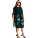 Grüne Elegante Langärmelige Midi Kurze Abendkleider für Damen Größe 5 XL 
