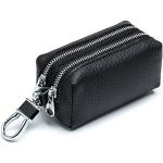 Schwarze Herrenschlüsseletuis & Herrenschlüsseltaschen mit Reißverschluss aus Leder klein 